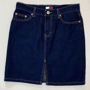 Tommy Hilfiger Vintage 1990s Blue Denim Classic Jean Skirt Size 5 NOS